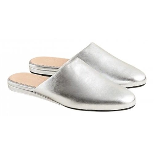 Pre-owned Jcrew Leather Mules In Silver