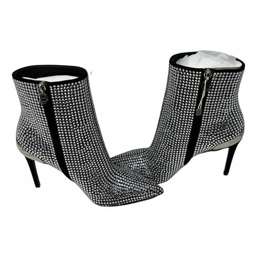 Pre-owned Balmain Leather Ankle Boots In Silver