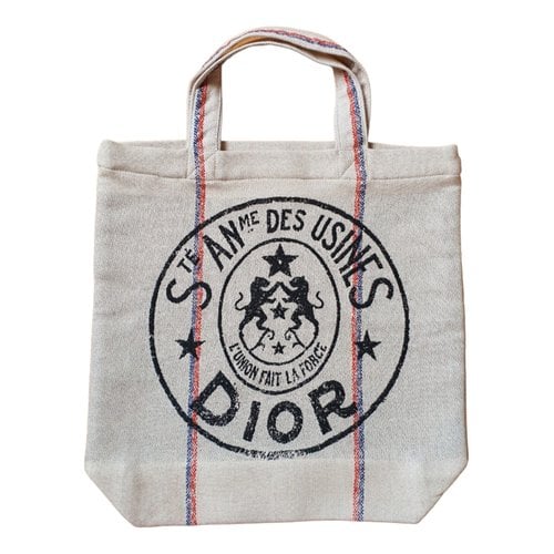 Pre-owned Dior Book Tote Cloth Tote In Beige
