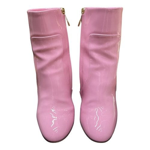 Pre-owned Dolce & Gabbana Leather Ankle Boots In Pink