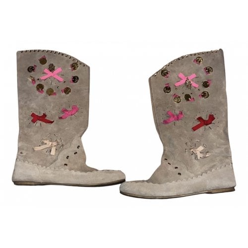 Pre-owned Manoush Ankle Boots In Beige