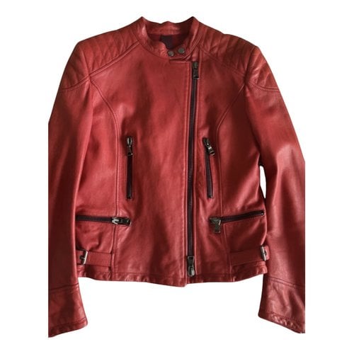 Pre-owned Orciani Leather Biker Jacket In Red