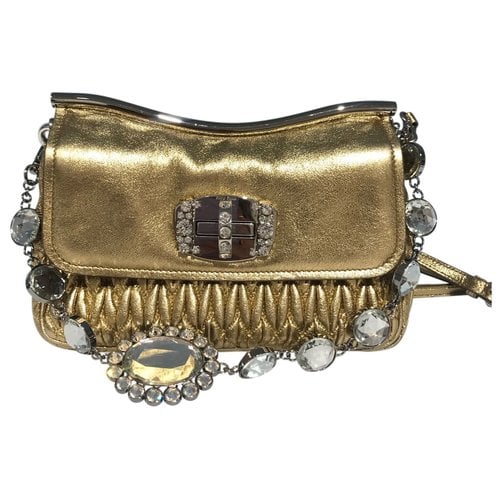 Pre-owned Miu Miu Matelassé Leather Crossbody Bag In Gold
