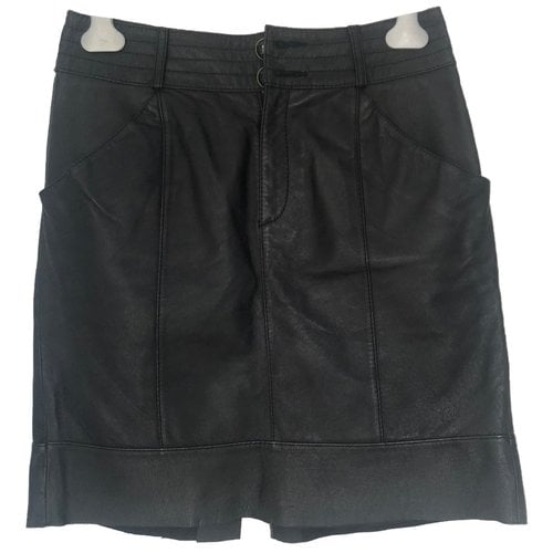 Pre-owned Vila Leather Mini Skirt In Black