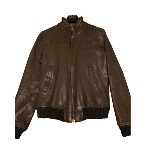 Pre-owned Orciani Leather Jacket In Brown