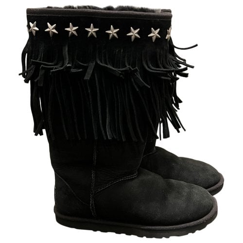 Pre-owned Ugg & Jimmy Choo Shearling Ankle Boots In Black