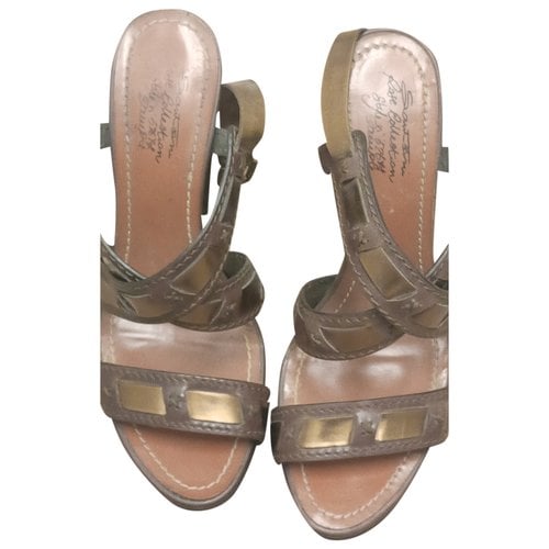 Pre-owned Santoni Leather Sandal In Brown