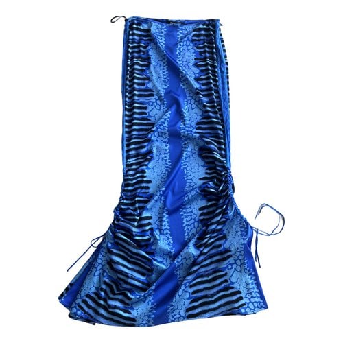 Pre-owned Roberto Cavalli Silk Maxi Skirt In Blue