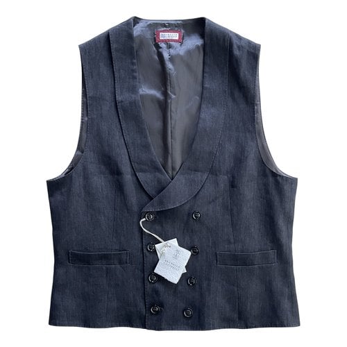 Pre-owned Brunello Cucinelli Linen Vest In Grey