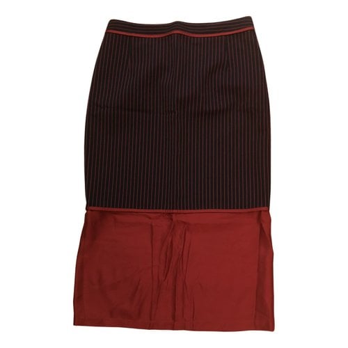 Pre-owned Sies Marjan Wool Mid-length Skirt In Burgundy