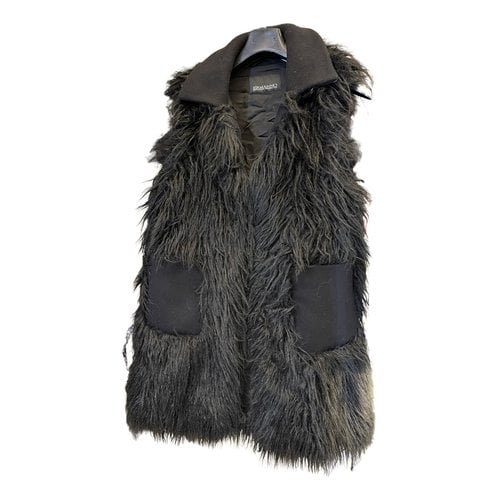 Pre-owned Ermanno Scervino Faux Fur Coat In Black