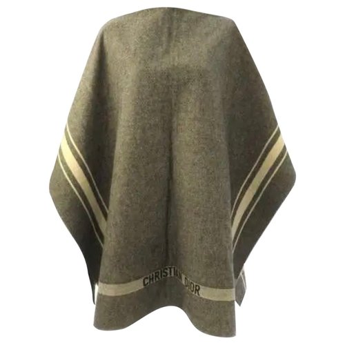 Pre-owned Dior Wool Poncho In Grey