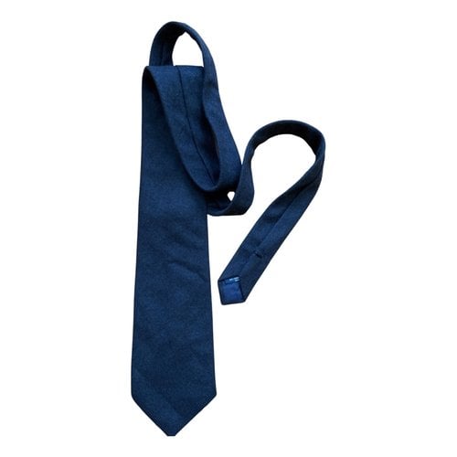Pre-owned Balenciaga Cashmere Tie In Navy