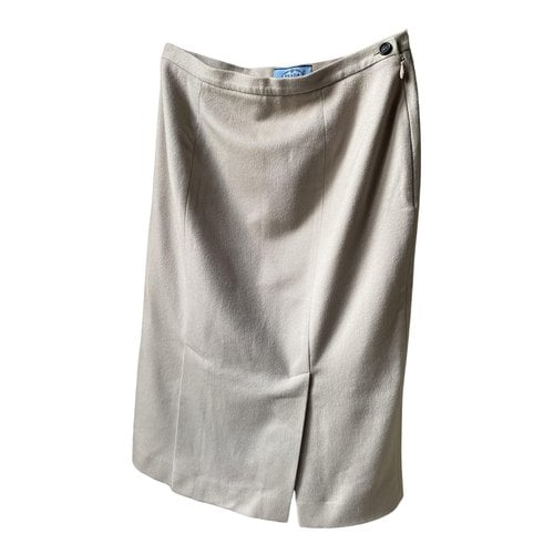 Pre-owned Prada Cashmere Mid-length Skirt In Ecru