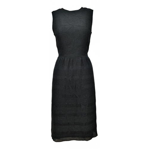 Pre-owned Barneys New York Silk Mid-length Dress In Black