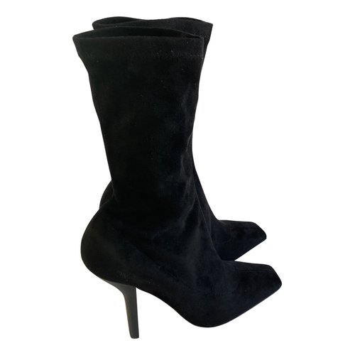 Pre-owned Stella Mccartney Cloth Ankle Boots In Black