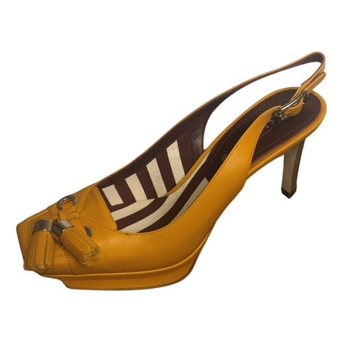 Pre-owned Celine Leather Sandals In Yellow