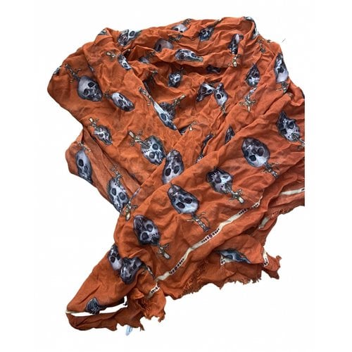 Pre-owned Alexander Mcqueen Silk Handkerchief In Orange