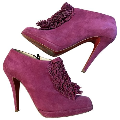 Pre-owned Christian Louboutin Ankle Boots In Pink