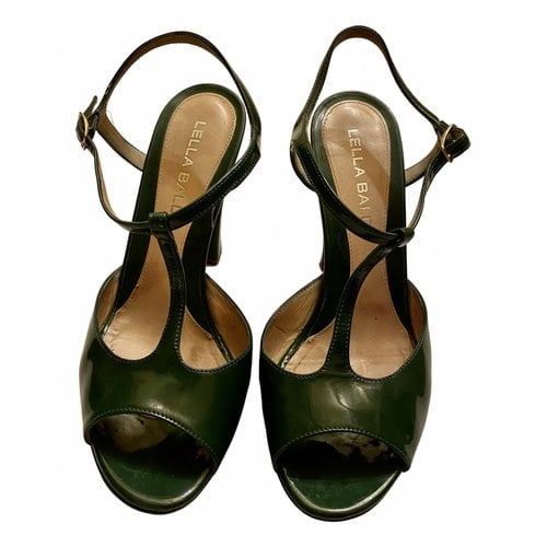 Pre-owned Lella Baldi Patent Leather Sandals In Green