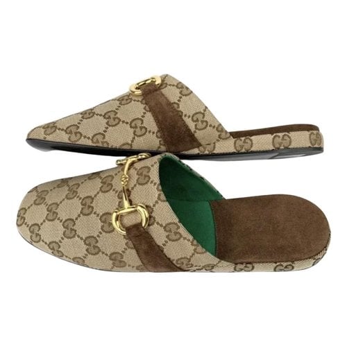 Pre-owned Gucci Cloth Flat In Brown