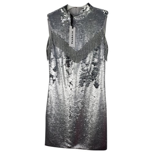Pre-owned Vivetta Glitter Mid-length Dress In Silver