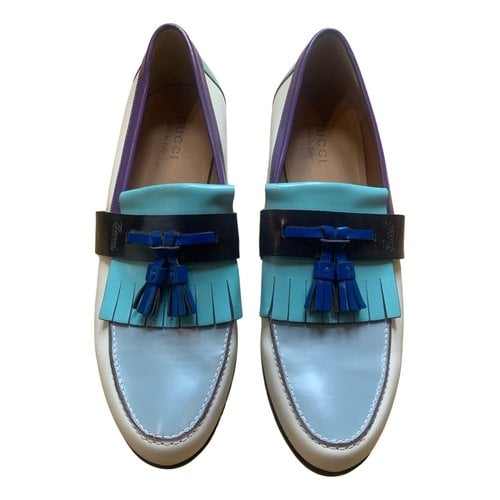 Pre-owned Gucci Leather Flats In Blue