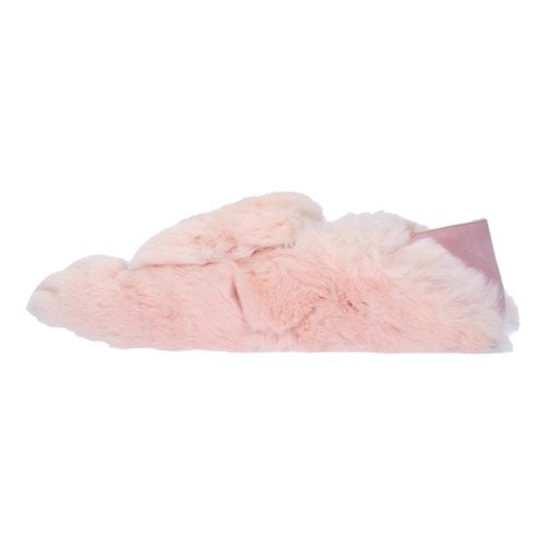 Pre-owned Sergio Rossi Shearling Flats In Pink