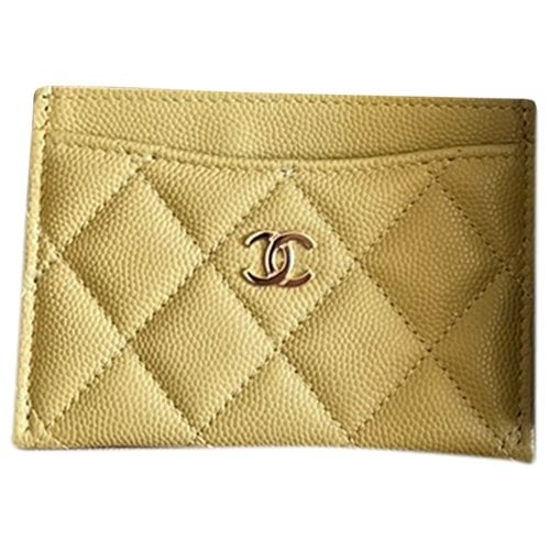 Pre-owned Chanel Leather Card Wallet In Green