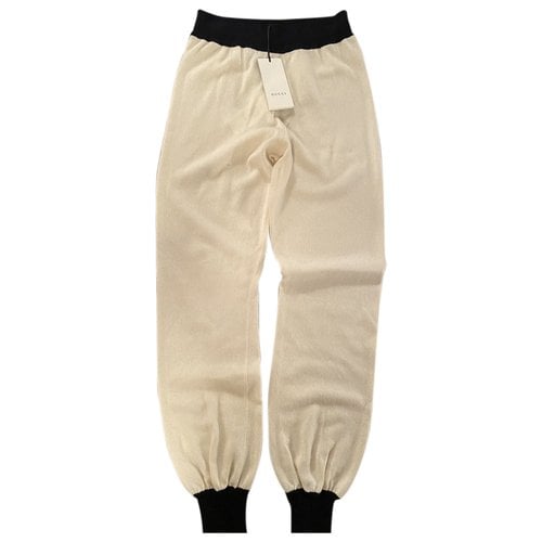 Pre-owned Gucci Cashmere Trousers In White