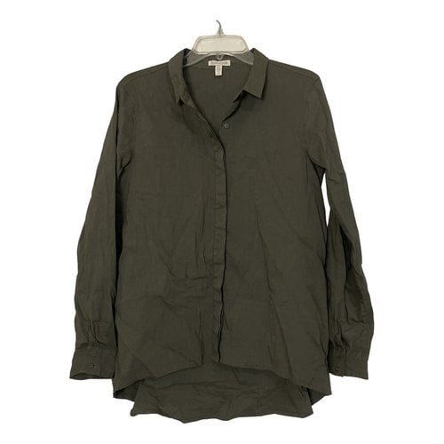 Pre-owned Eileen Fisher Linen Blouse In Green