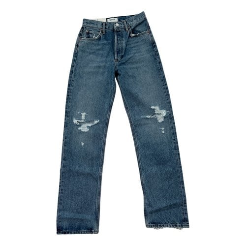 Pre-owned Agolde Straight Jeans In Navy