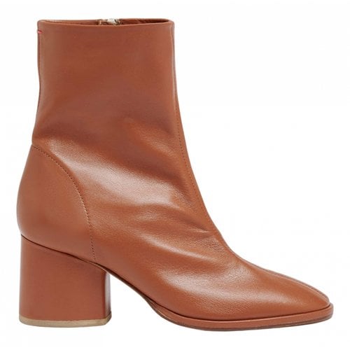 Pre-owned Aeyde Leather Ankle Boots In Brown