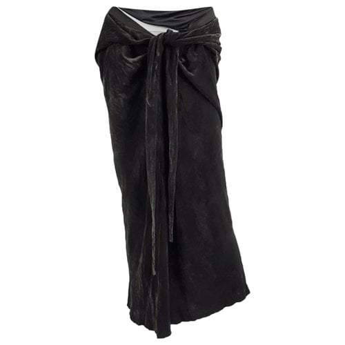 Pre-owned Rick Owens Silk Maxi Skirt In Black