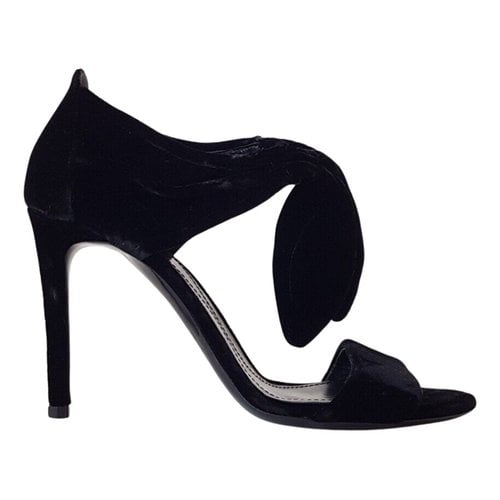 Pre-owned Giorgio Armani Velvet Sandals In Black