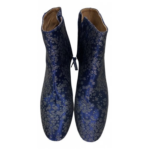 Pre-owned Aquazzura Cloth Ankle Boots In Blue