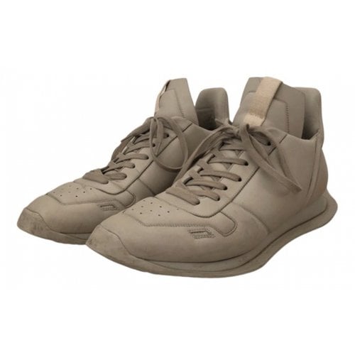 Pre-owned Rick Owens Leather Low Trainers In Beige