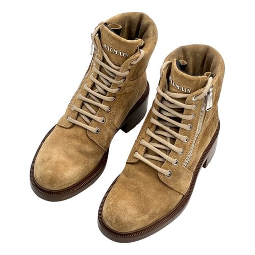 Pre-owned Balmain Ankle Boots In Beige