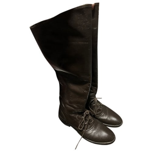 Pre-owned Italia Independent Leather Riding Boots In Brown