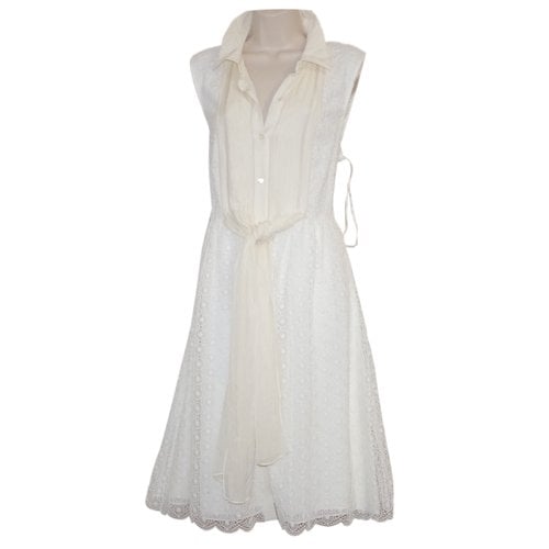 Pre-owned Diane Von Furstenberg Silk Mid-length Dress In White