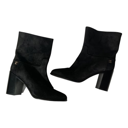 Pre-owned Chanel Biker Boots In Black