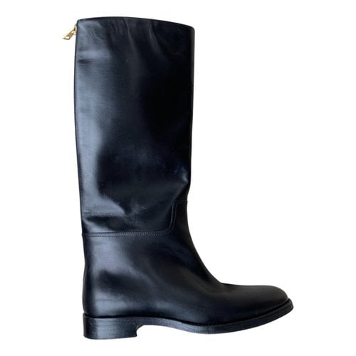 Pre-owned Tom Ford Leather Riding Boots In Black