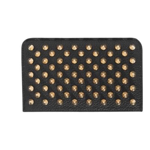 Pre-owned Christian Louboutin Leather Card Wallet In Black