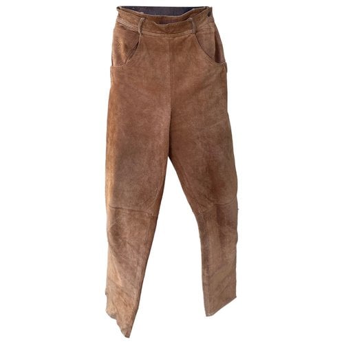 Pre-owned Blumarine Leather Carot Pants In Camel