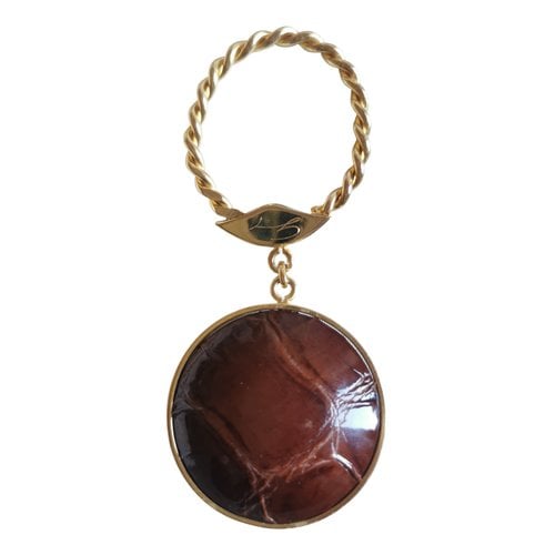 Pre-owned Genny Leather Key Ring In Gold
