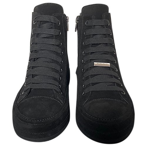 Pre-owned Ann Demeulemeester Leather High Trainers In Black