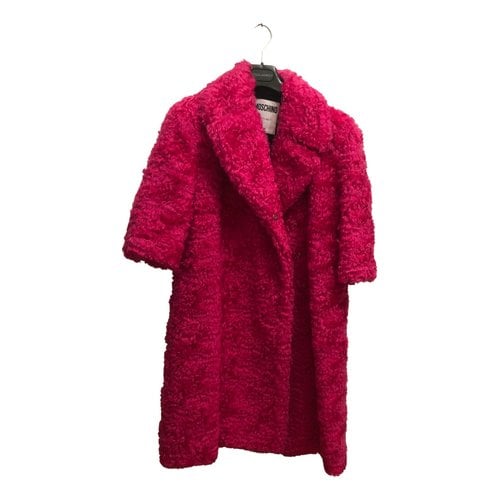 Pre-owned Moschino Faux Fur Coat In Pink