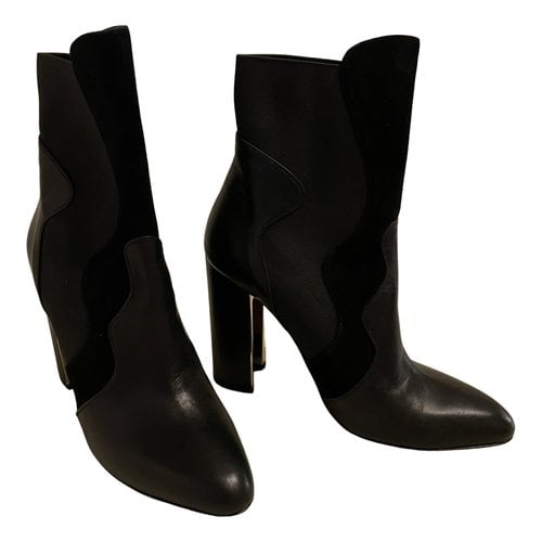 Pre-owned Trussardi Leather Ankle Boots In Black