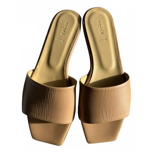 Pre-owned Aeyde Leather Sandals In Camel