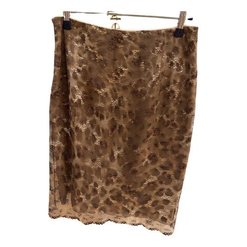 Pre-owned Marc Cain Silk Mini Skirt In Brown